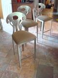 Three Brushed Steel Counter Stools