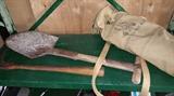 WWI trench spade....gas mask and canvas case