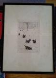 original vintage etching by listed artist Marguerite Kirmse - 'My Scotties' 
