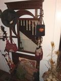 PHENOMENAL ANTIQUE HALL TREE WITH MIRROR "WONDERFUL CONDITION"