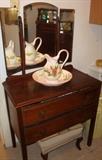 ANTIQUE VANITY DRESSER WITH MIRROR