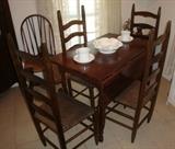ANTIQUE DROP LEAF TABLE WITH FOUR LADDER BACK CHAIRS - WONDERFUL CONDITION !