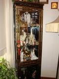 GORGEOUS ASIAN DISPLAY CABINET - FILLED WITH OUTSTANDING COLLECTIBLES !