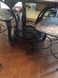 #28 round wood top metal base table 4 chairs $175