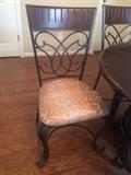 #28 round wood top metal base table 4 chairs $175