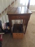 #33 wood end table w drawer tall $75 