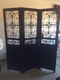 #64 tri fold screen wood and metal $125