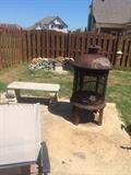 concreat bench $40
fire pit as is $25