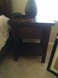 #13 (2) wood bed side table w drawer $125 ea
