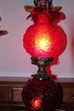 Fenton Ruby Red Poppy Gone with the Wind Style Lamp - Electric.  