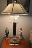 Lead Crystal and Marble Table Lamp with Lucite 