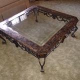 Batte Furniture Co. Marble, glass and Iron Coffee table.