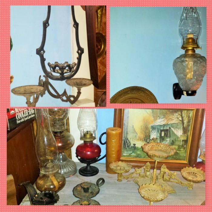 Lanterns with cast iron bases, cast iron candle sticks, & more!