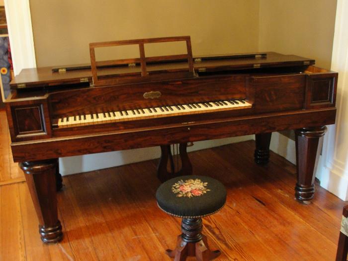 Figured Rosewood and Birdseye Maple Piano Sold in Petersburg c. 1845