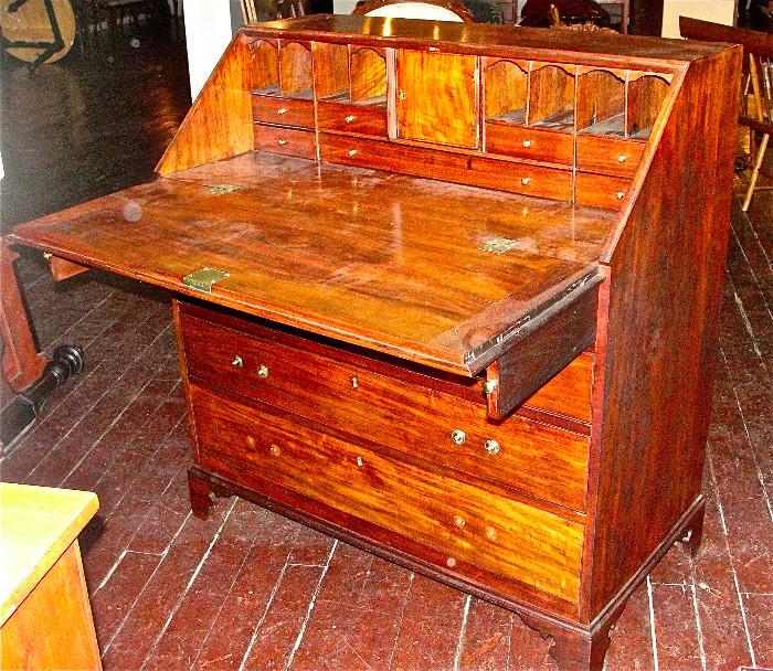 Early 19th Century Va. Walnut with Heart Pine Secondary Wood Slant Front Desk
