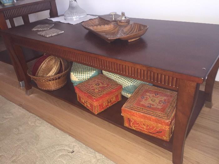 Coffee table and storage boxes
