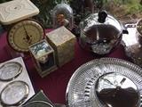 Assorted silver and other vintage items including a vintage West Bend Penguin chrome ice bucket...very cool