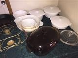 Assorted pyrex and other items