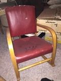 Vintage leather and wood child's rocker
