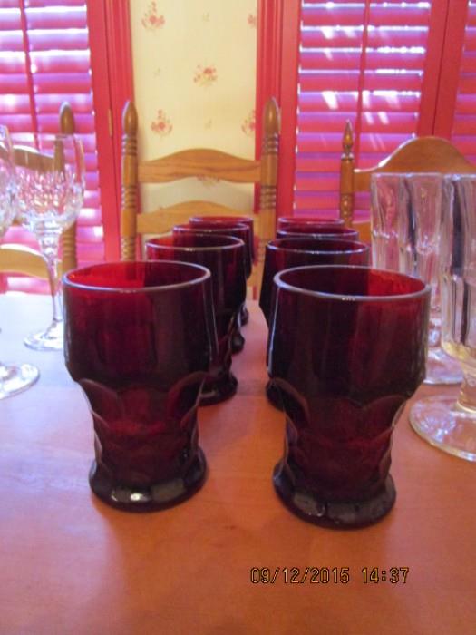RED WATER GLASSES - SET OF 8