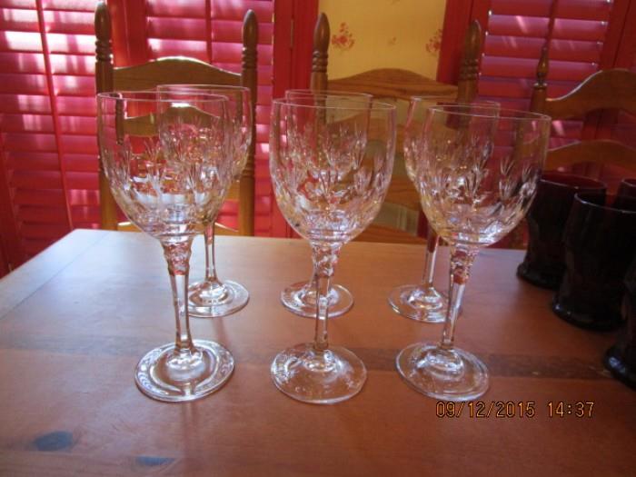 TALL STEMMED WINE GLASSES - SET OF 10.  SAME PATTERN AS OTHERS