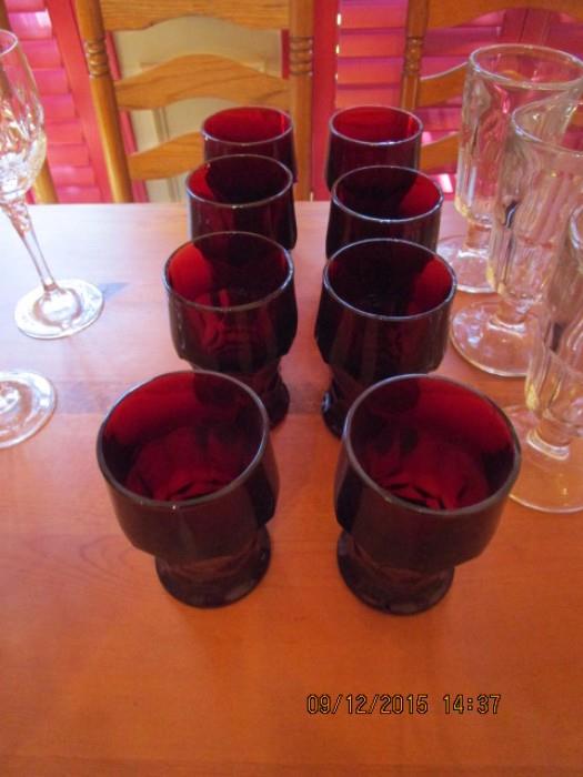 SET OF 8 - RED WATER GLASSES