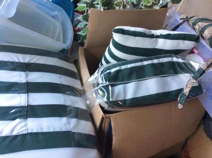 Boxes of new outdoor cushions