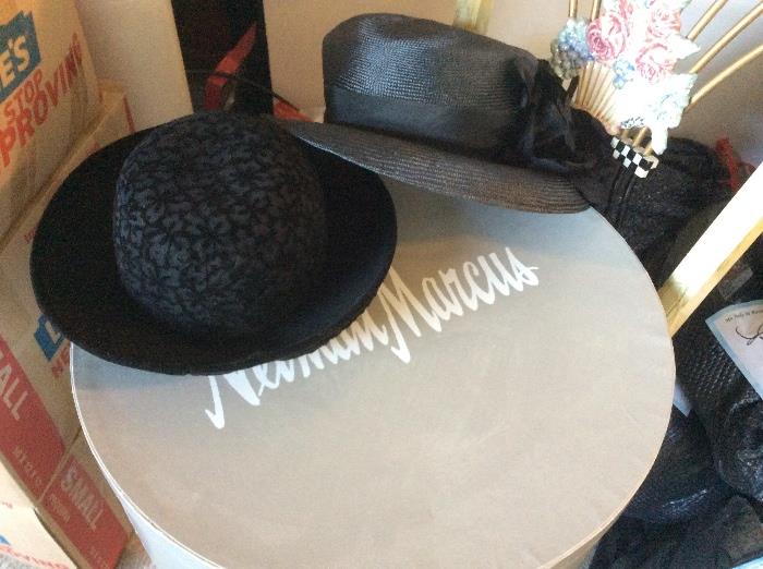 Selection of Neiman Marcus hats and vintage accessories