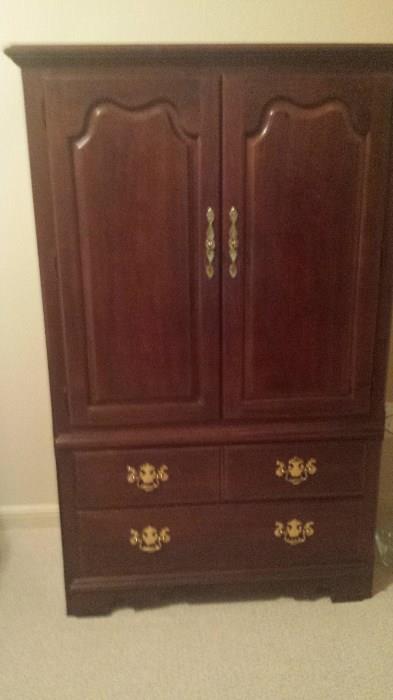 Armoire has room for small TV or can be a great small closet.  Included with bedroom set. 