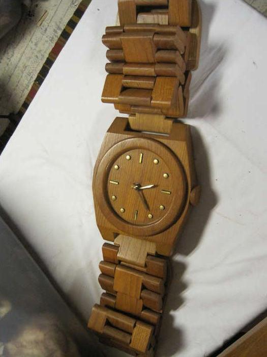 The largest wooden wristwatch clock we've ever seen.