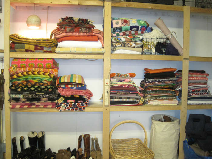 Vintage quilt, blankets, afghans, fabrics, etc.