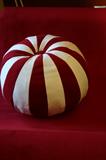 Red/white suede ball pillow