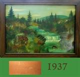 Very Nice Primitive Oil Painting dated 1937