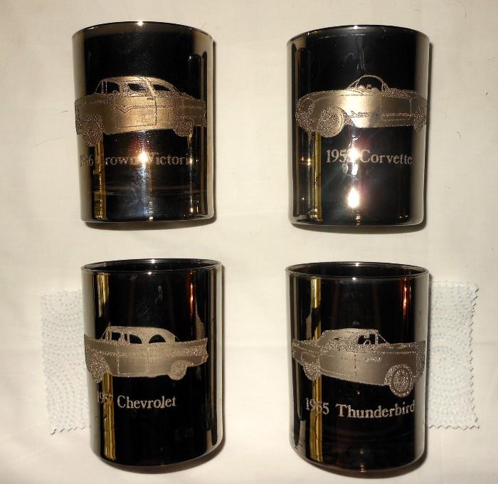 Silvered Tumblers with Classic Cars