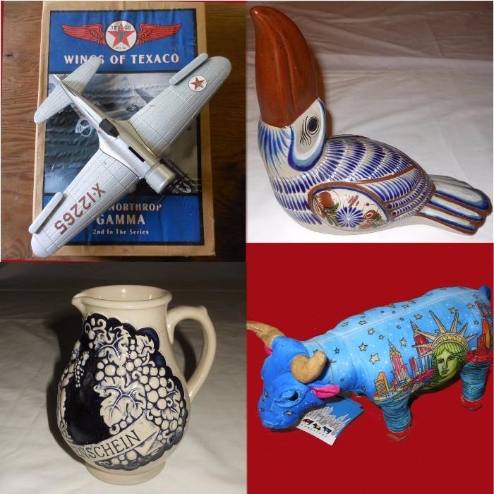 Wings of Texaco Model Airplane, Toucan from Mexico, German Creamer and Cow Parade  New York Cow 