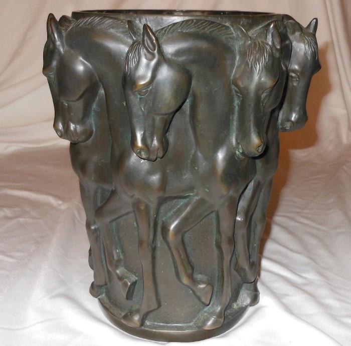 Fantastic Bronze Horse Vase, Just Stunning!