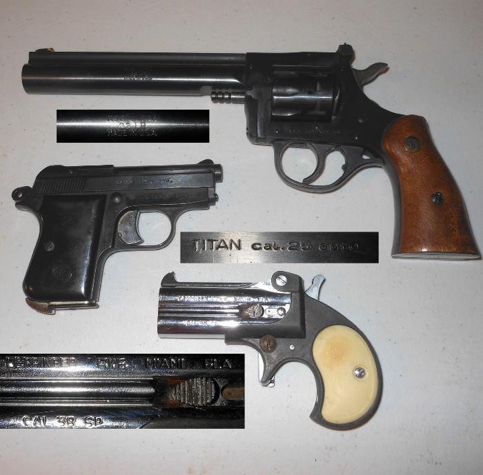 New England Firearms Revolver, Titan, Italy and Derringer 38