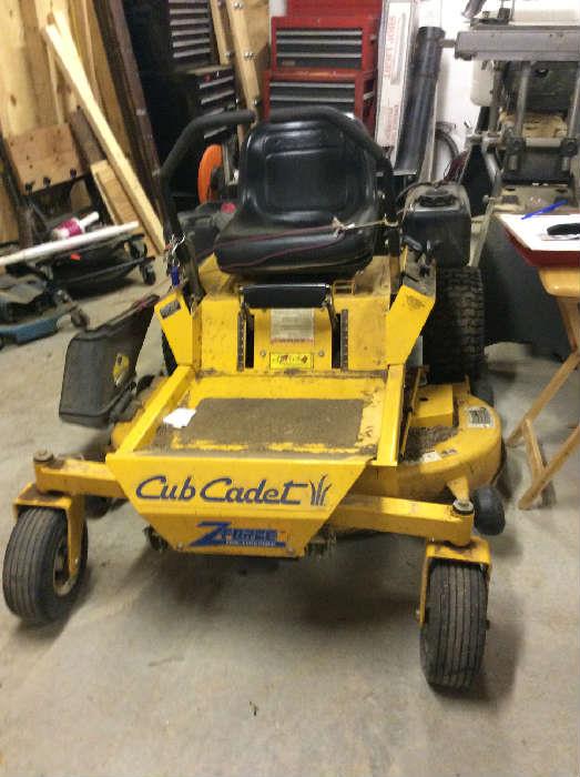 CUB CADET ZERO TURN MOWER. NEEDS A CARBURETOR KIT WHICH IS ON SITE.