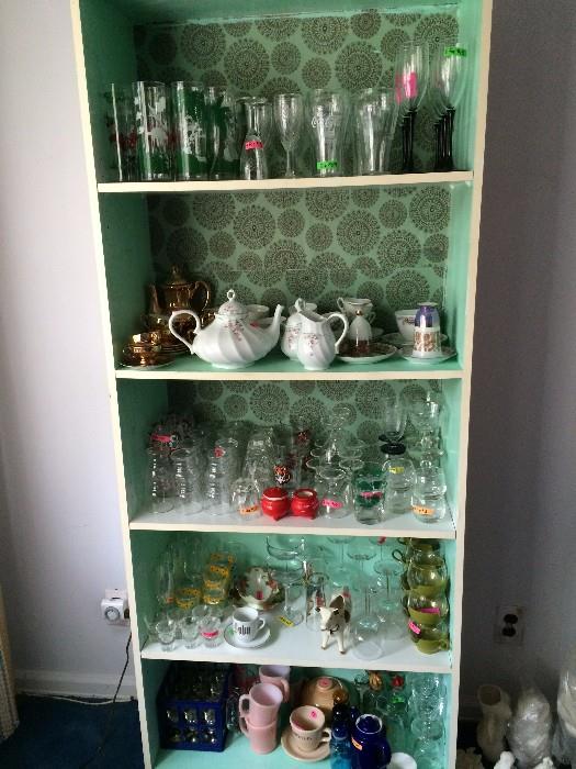 only a sampling of the large selection of Vintage glassware and servingware