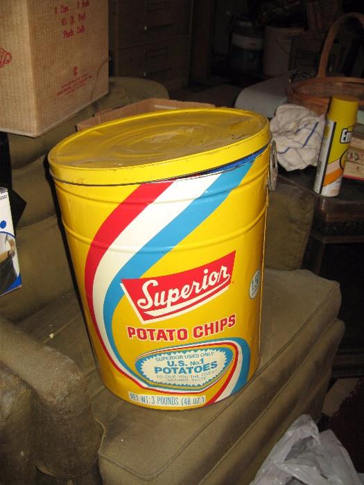 Vintage potato chip tin