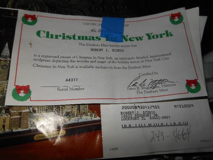 christmas new york certificate 