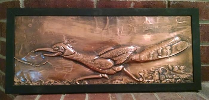 One of several pieces of copper art by Slim Rustin