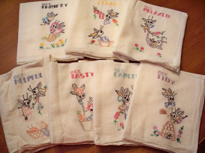 Bee themed Days of the Week Towels