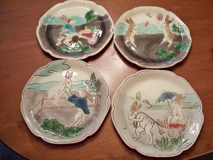 Majolica Style Bunny Plates