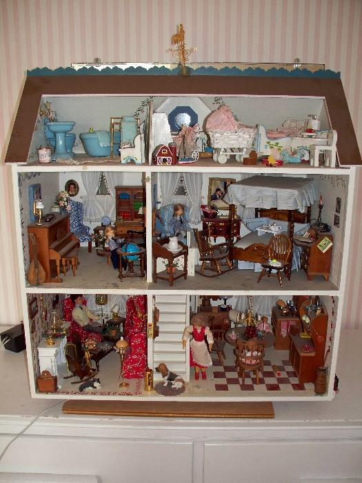 Inside Wooden Dollhouse.