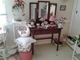 Vintage Vanity, bird cage and decor