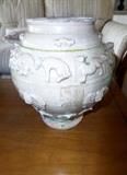 Glazed pottery jar with lid
