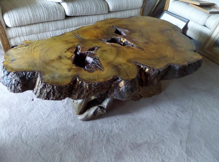 GREAT SLAB  TREE TRUNK   TABLE FROM OREGON CIRCA 1987 mrytle wood by Howard Coleman