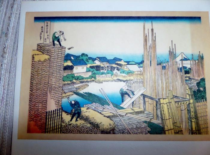 4 Hokusai wood block prints circa 1900
