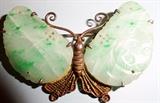 white jade carved butterfly pin
